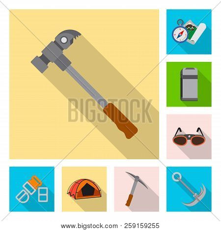 Vector Illustration Of Mountaineering And Peak Icon. Set Of Mountaineering And Camp Vector Icon For 