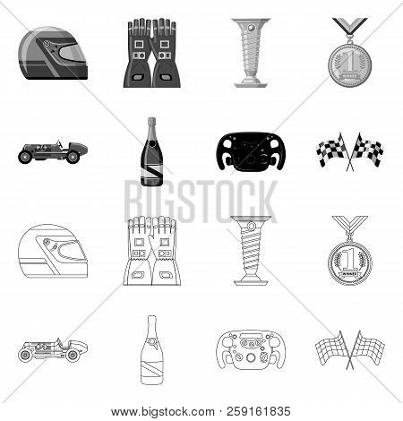 Vector Design Of Car And Rally Logo. Set Of Car And Race Vector Icon For Stock.