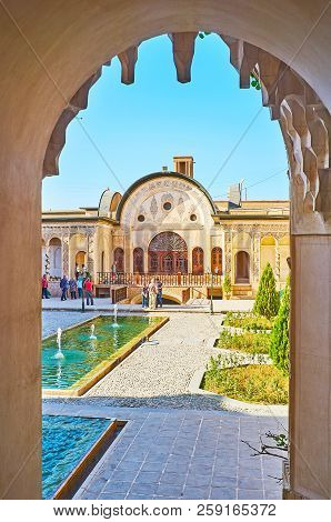 Kashan, Iran - October 22, 2017: The Arch Of The Summer Terrace Of Tabatabaei House Opens The View O