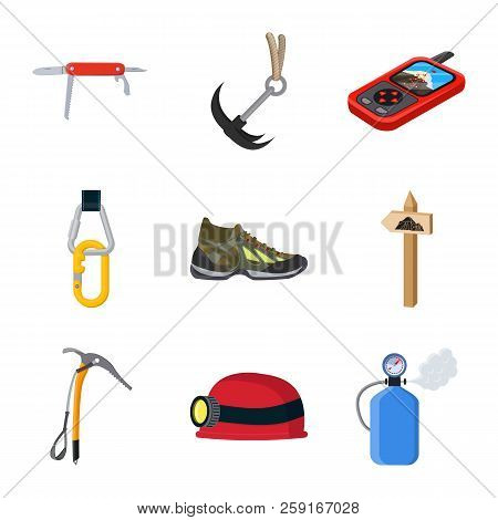 Vector Illustration Of Mountaineering And Peak Icon. Collection Of Mountaineering And Camp Vector Ic