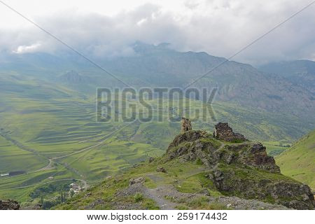 Old Fortress. Fiagdon Mountain Village In Kurtatinskoe Gorge, Republic Of North Ossetia, Russia