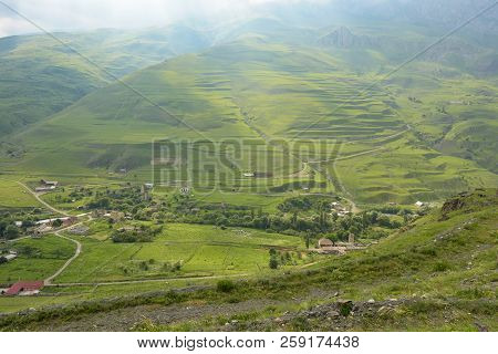 Fiagdon High Mountain Village In Kurtatinskoe Gorge, Republic Of North Ossetia, Russia