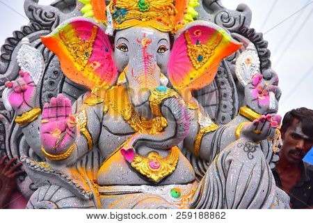 Anaipatti, Tamilnadu - India - September 15 2018: Birth Of Hindu God Ganesha