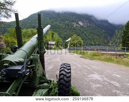 Cannon Facing The Predil Pass, At Lake Predil, Tarvisio, Italy