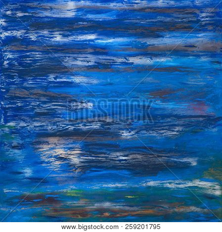 Abstract Art Background Of Oil Paints, Bkue