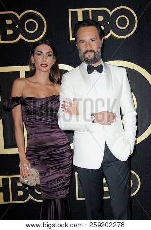 Mel Fronckowiak and Rodrigo Santoro at the HBO's Official 2018 Emmy After Party held at the Pacific Design Center in West Hollywood, USA on September 17, 2018.