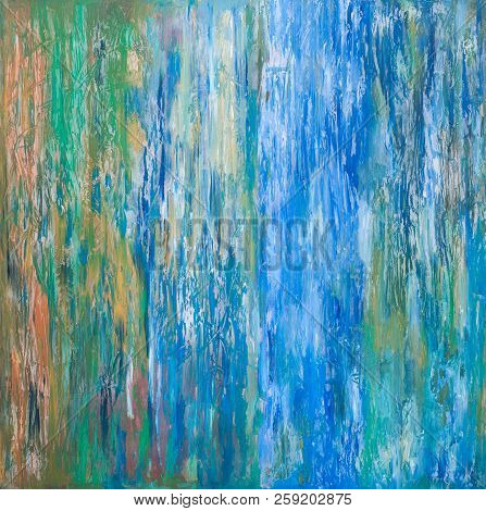 Abstract Art Background Of Oil Paints, Bkue