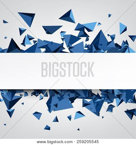 Abstract Background With Blue 3d Trigons. Vector Paper Illustration.