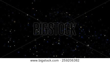 Flying Dust Particles On A Black Background