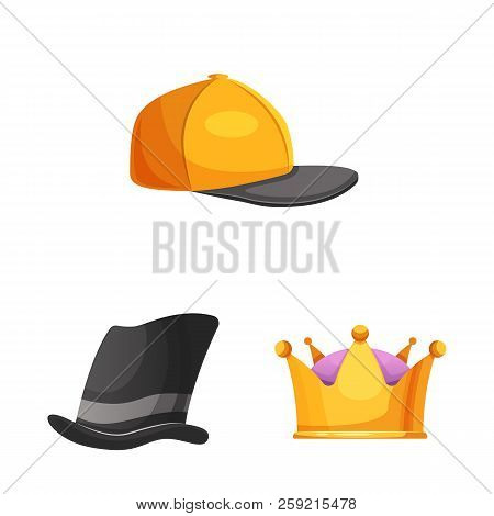 Vector Illustration Of Headgear And Cap Symbol. Collection Of Headgear And Accessory Stock Vector Il