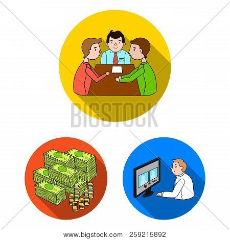 Business Conference And Negotiations Flat Icons In Set Collection For Design.business And Training V