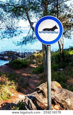Beach By The Sea For Dogs. Marking Of Permitted Entry Of Dogs To The Sea. Marking A Beach For Dogs I