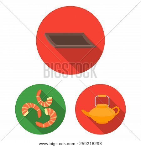 Sushi And Seasoning Flat Icons In Set Collection For Design. Seafood Food, Accessory Vector Symbol S