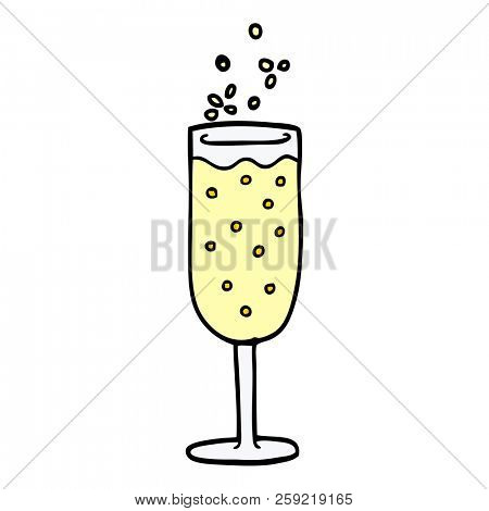 cartoon doodle champagne flute