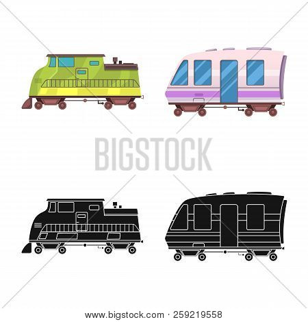 Isolated Object Of Train And Station Icon. Collection Of Train And Ticket Vector Icon For Stock.