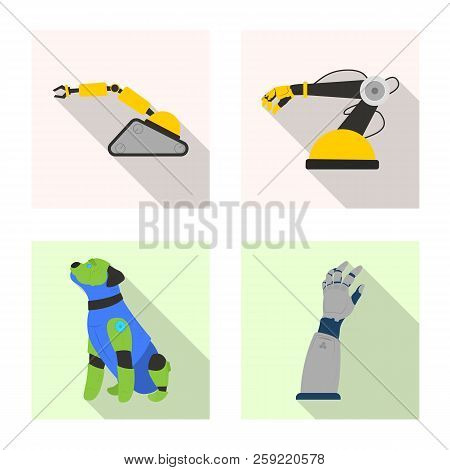Isolated Object Of Robot And Factory Icon. Set Of Robot And Space Vector Icon For Stock.
