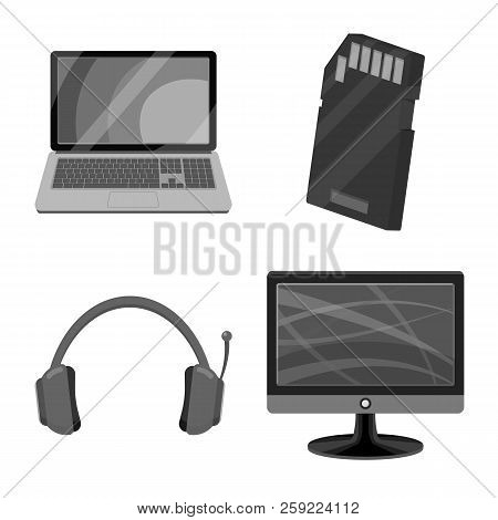 Vector Design Of Laptop And Device Sign. Set Of Laptop And Server Vector Icon For Stock.