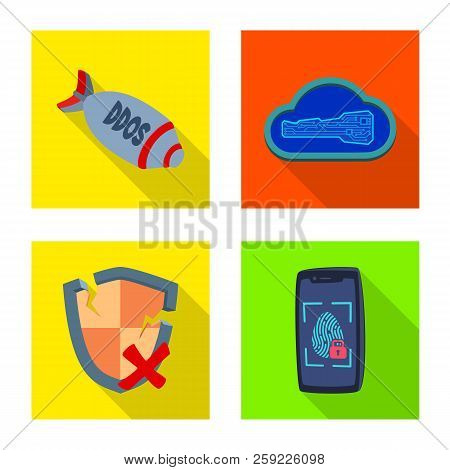 Vector Design Of Virus And Secure Sign. Set Of Virus And Cyber Vector Icon For Stock.