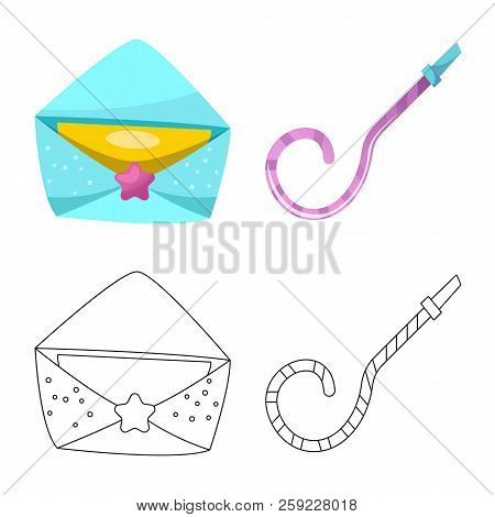 Vector Illustration Of Party And Birthday Icon. Set Of Party And Celebration Vector Icon For Stock.