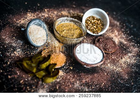 Close Up Of Mung Dal Face Pack With Aloe Vera,sandalwood,milk, And With Green Grams On Wooden Surfac
