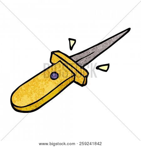 cartoon doodle flick knife snapping open