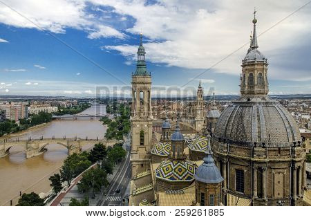 Saragosa And Basilica Of Our Lady Of The Pillar
