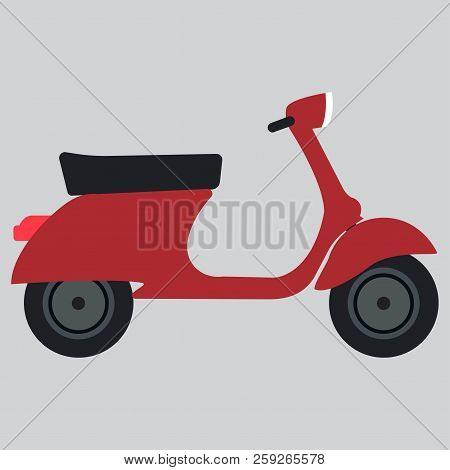 Colorful Vector Handdrawn Paint Of Italian Moped On A Lightgray Background