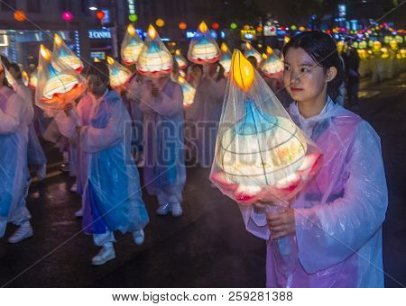Seoul - May 10 : Participants In A Parade During Lotus Lantern Festival In Seoul , Korea On May 10 2
