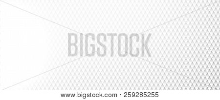 White Banner With Blurred Rhombus Pattern. Vector Paper Illustration.