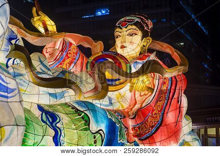Seoul - May 11 : Colorful Lantern Decoration At Jogyesa Temple During The Lotus Lantern Festival In 