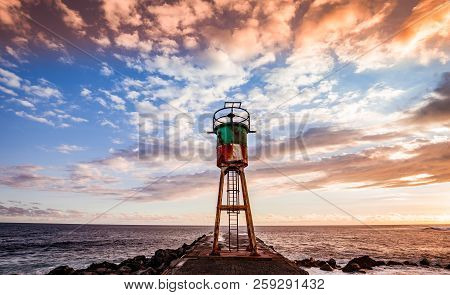Jetty And Lighthouse In Saint Pierre, La Reunion Island, Indian Ocean, April 26, 2016,  Saint Pierre
