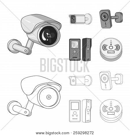 Vector Design Of Cctv And Camera Sign. Set Of Cctv And System Vector Icon For Stock.