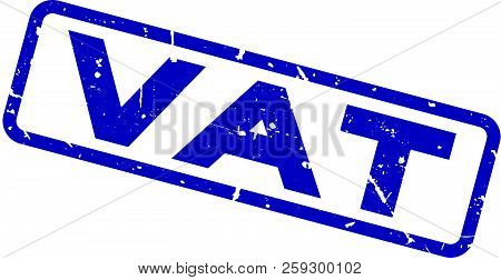 Grunge Blue Vat (abbreviation Of Value Added Tax) Square Rubber Seal Stamp On White Background