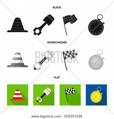 Vector Illustration Of Car And Rally Symbol. Collection Of Car And Race Stock Symbol For Web.