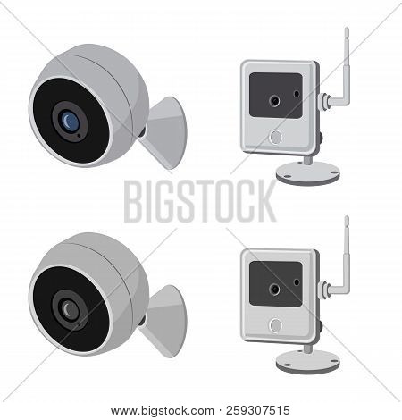 Vector Design Of Cctv And Camera Icon. Set Of Cctv And System Vector Icon For Stock.