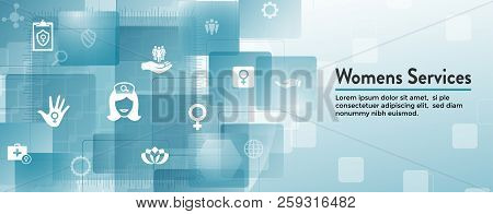 Women's Health Services Icon Set Web Header Banner - Abstract Design Obgyn / Salon Set