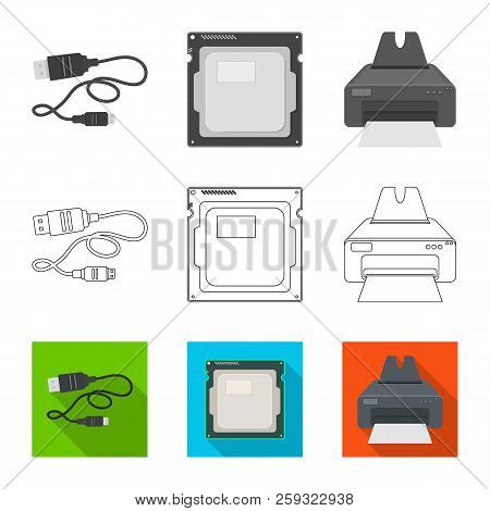 Vector Illustration Of Laptop And Device Symbol. Set Of Laptop And Server Stock Vector Illustration.