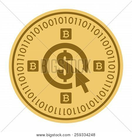 Golden Coin With Dollar Currency Sign. Money And Finance Symbol Cryptocurrency. Vector Illustration 