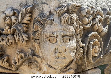 Theatrical Mask Relief  Of Ancient Town Of Myra In The Lycia Region Of Anatolia , Modern Day Demre, 