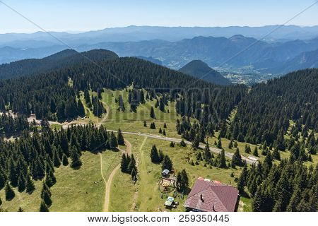 Summer Landscape Of Rhodope Mountains From Snezhanka Tower Near Ski Resort Pamporovo, Smolyan Region