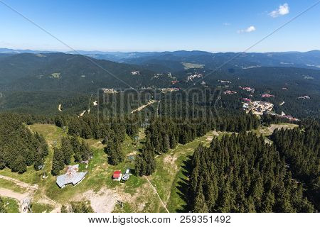 Summer Landscape Of Rhodope Mountains From Snezhanka Tower Near Ski Resort Pamporovo, Smolyan Region