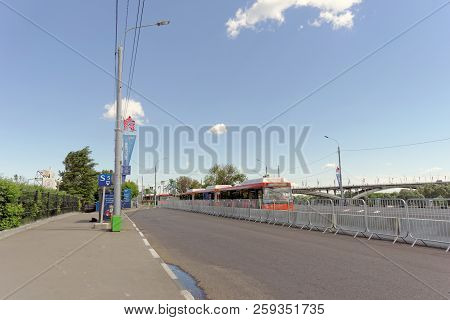 Nizhny Novgorod, Russia. - June 21.2018. Parking Of Bus Shuttles For Delivery Of Fans To The Footbal