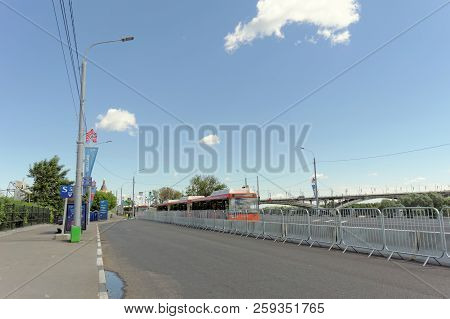 Nizhny Novgorod, Russia. - June 21.2018. Parking Of Bus Shuttles For Delivery Of Fans To The Footbal