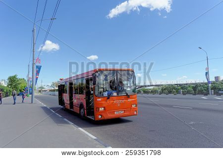 Nizhny Novgorod, Russia. - June 21.2018. Parking Of Bus Shuttles For Delivery Of Fans To The Footbal