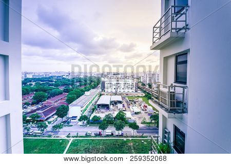Filtered Tone Aerial View Construction Site Foundation Works At Eunos Neighborhood, Singapore
