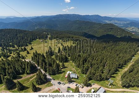 Summer Landscape Of Rhodope Mountains From Snezhanka Tower Near Ski Resort Pamporovo, Smolyan Region