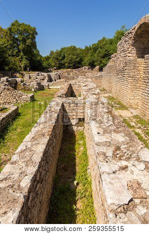 Butrint, Albania- 29 June 2014: Agora Ruins In Bothrotum, Ancient Greek And Later Roman City And Bis