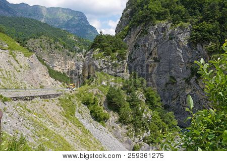 Mountain View Of Tsey Gorge. Republic Of North Ossetia - Alania, Russia