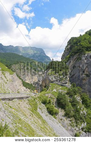 Mountain View Of Tsey Gorge. Republic Of North Ossetia - Alania, Russia