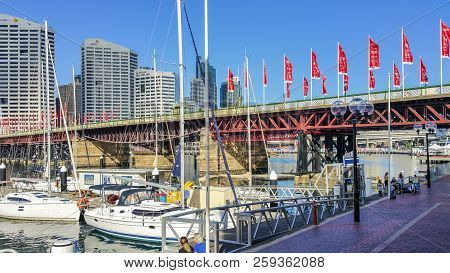 Sydney, Australia - May 22, 2017: View Of The Historic Pyrmont Bridge. One Of The Worlds Oldest Surv